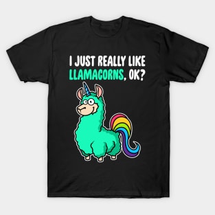 I Just Really Like Llamacorns OK ? Cute Llama Toddlers Kids design T-Shirt